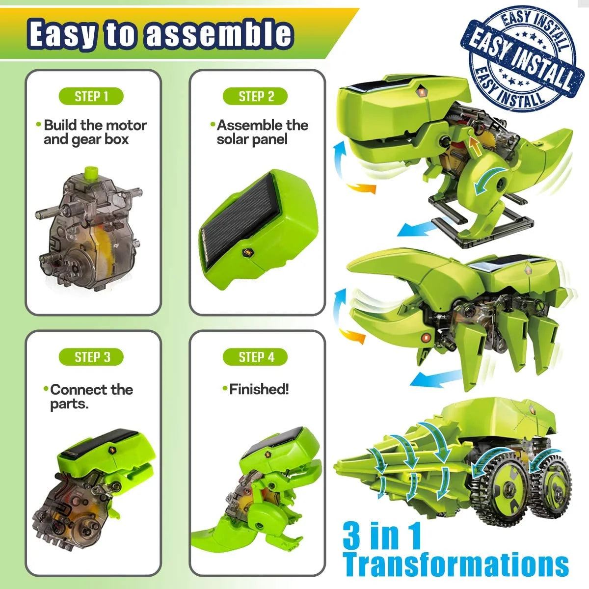 3-in-1 Solar Robot Kit DIY Dinosaurs Science Kits Toys Y797816