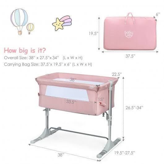 Pink Portable Baby Bassinet with Carrying Bag Y6809