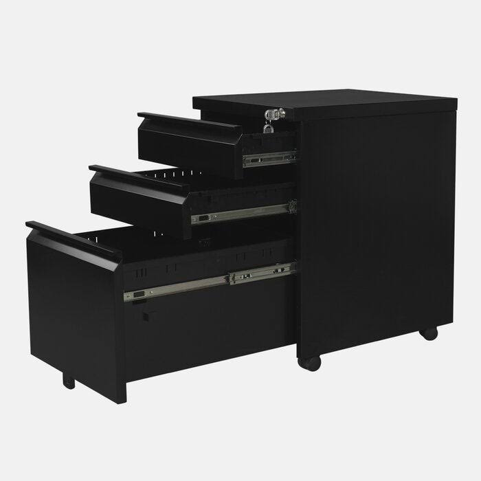 Black Metal 3-Drawer Mobile Vertical Filing Cabinet C443471