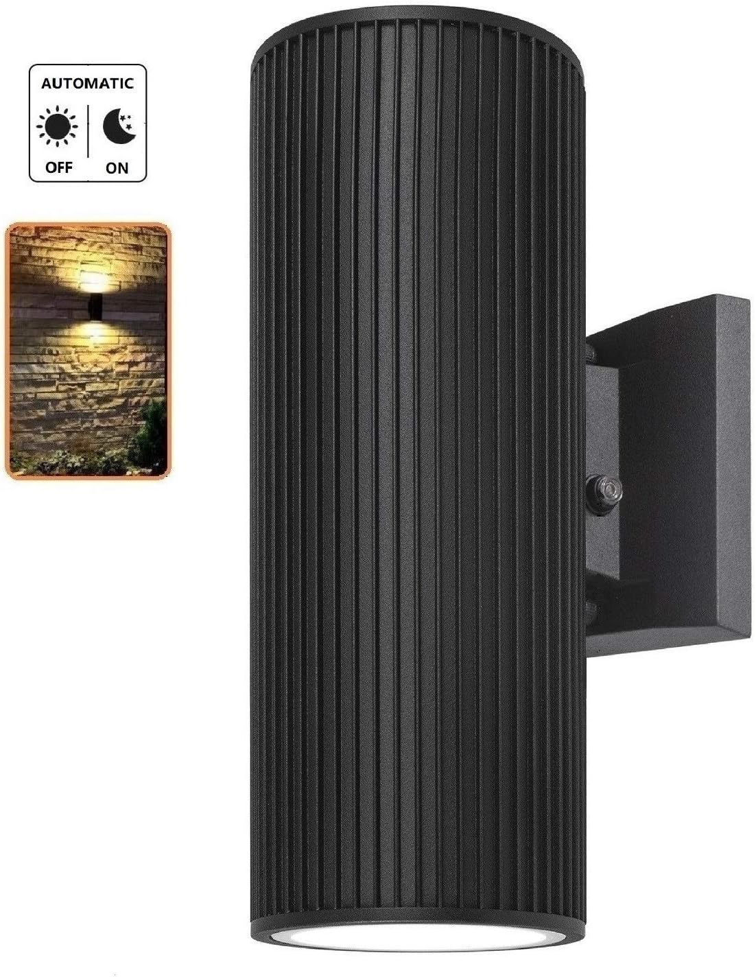 Dusk to Dawn Sensor Outdoor Wall Sconce, Die-Casting Aluminum Waterproof Wall Mount Cylinder Design Light Fixture Y689788