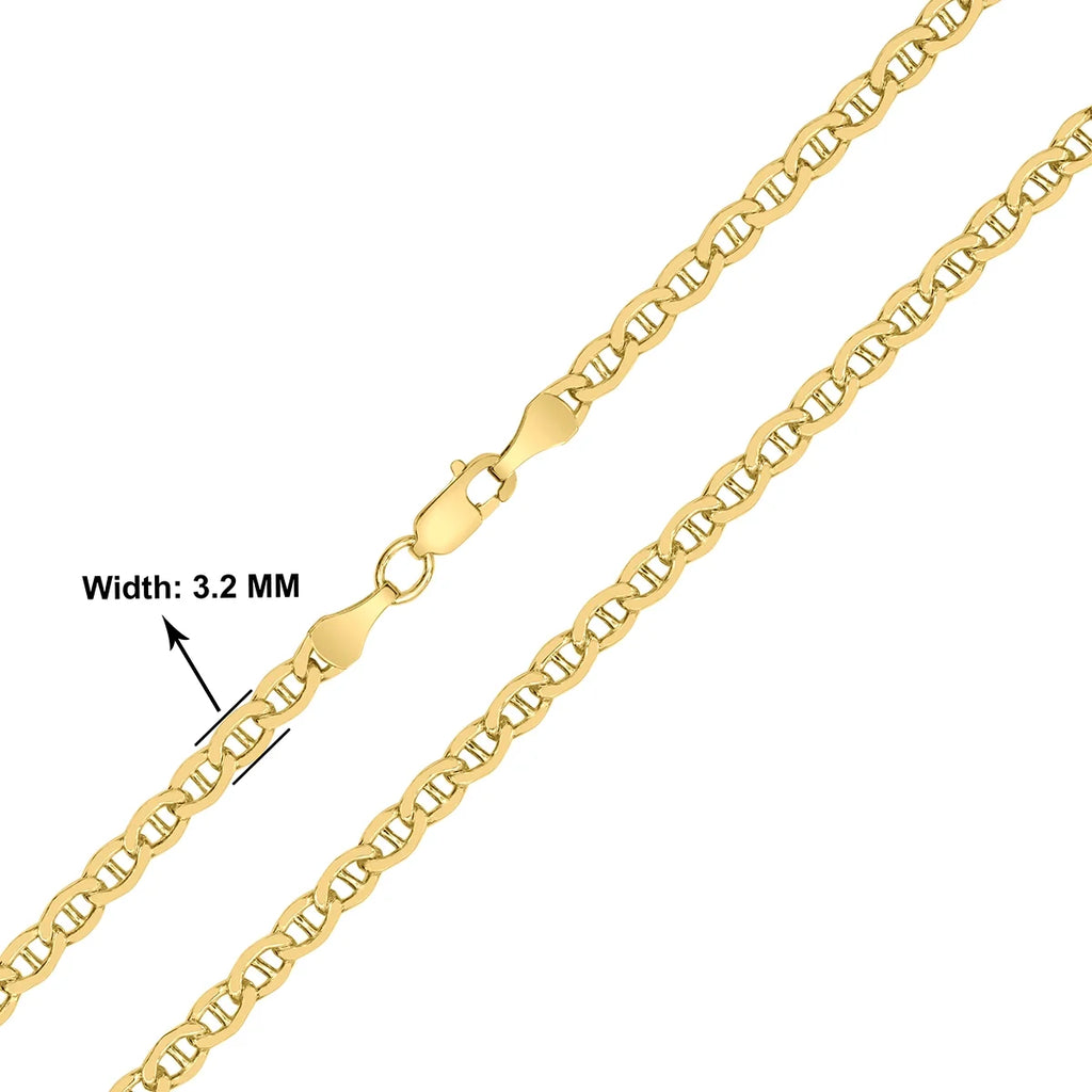 14K Yellow Gold Filled 3.2MM Mariner Link Chain with Lobster Clasp - 24 Inch B568