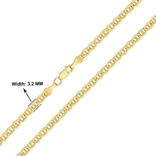 14K Yellow Gold Filled 3.2MM Mariner Link Chain with Lobster Clasp - 24 Inch B568