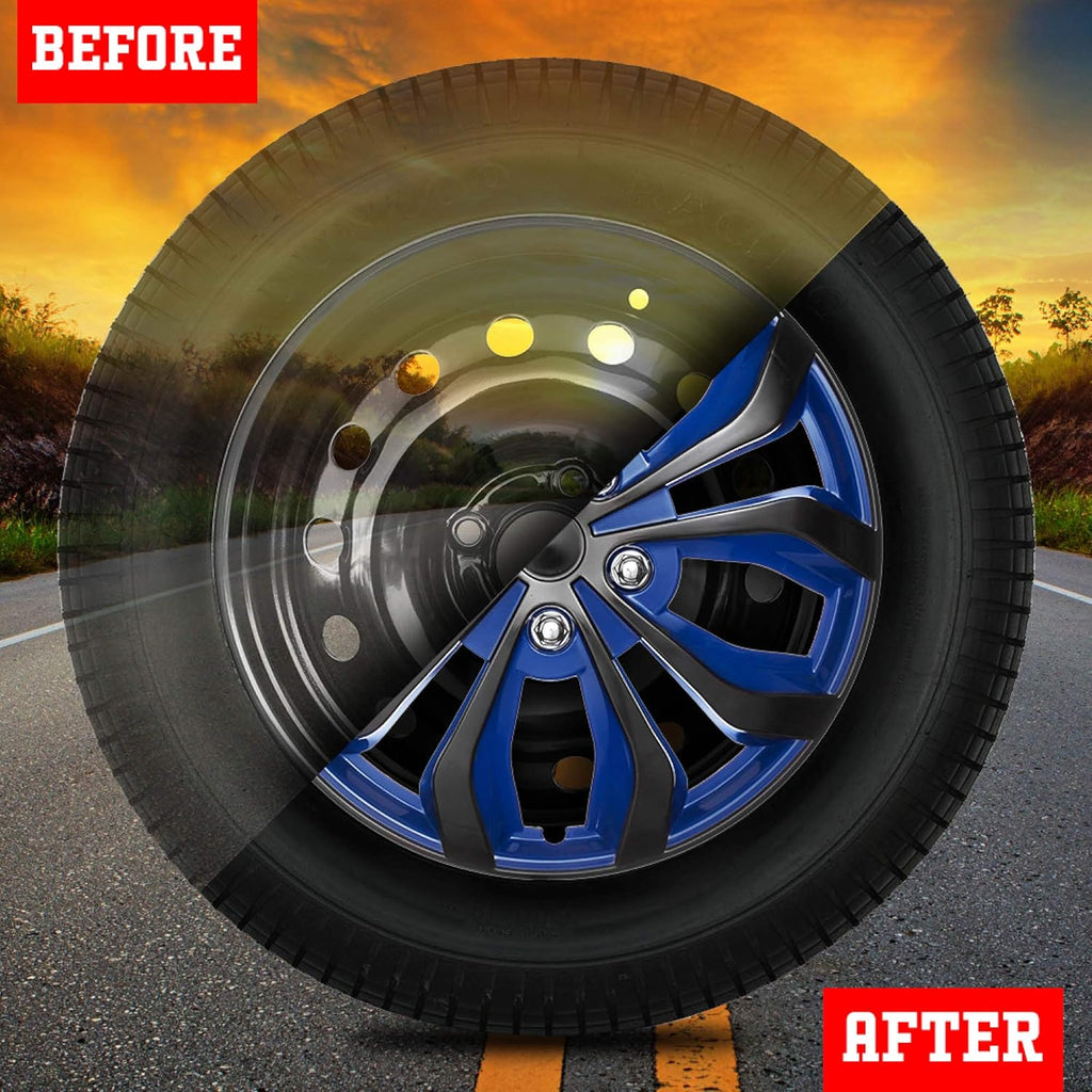 15 Set of 4 Blue and Black Automotive Wheel Hubcap J411814