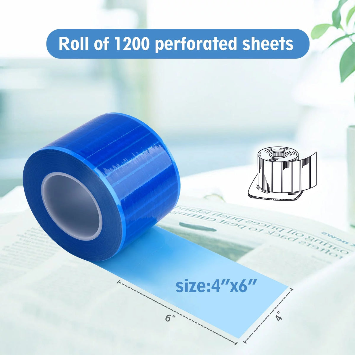 Blue PE Barrier Film 4"x 6" 4 Rolls N83853