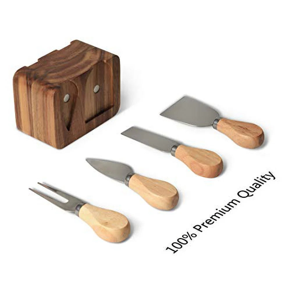 Cheese Knife Block Set with Wooden Handle V243583