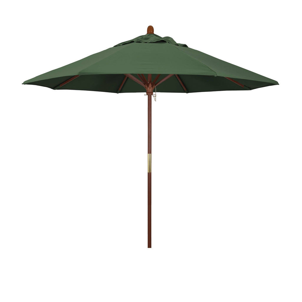 Hunter Green Olefin Wood Market Umbrella N92696