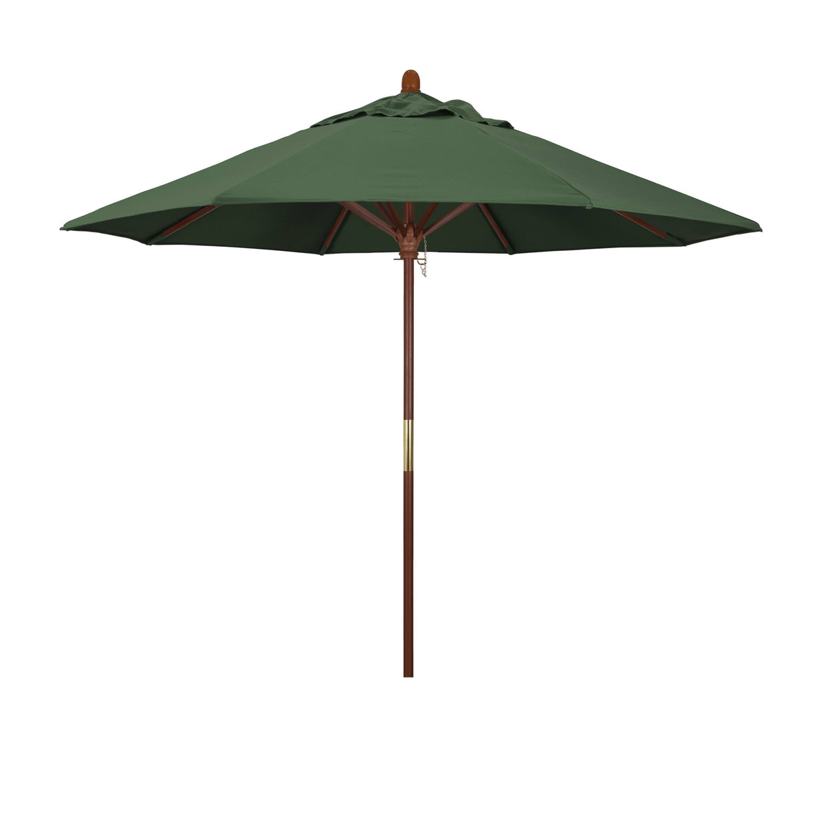 Hunter Green Olefin Wood Market Umbrella N92696