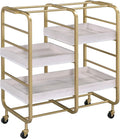 Gold & White-Washed Serving Cart I415599