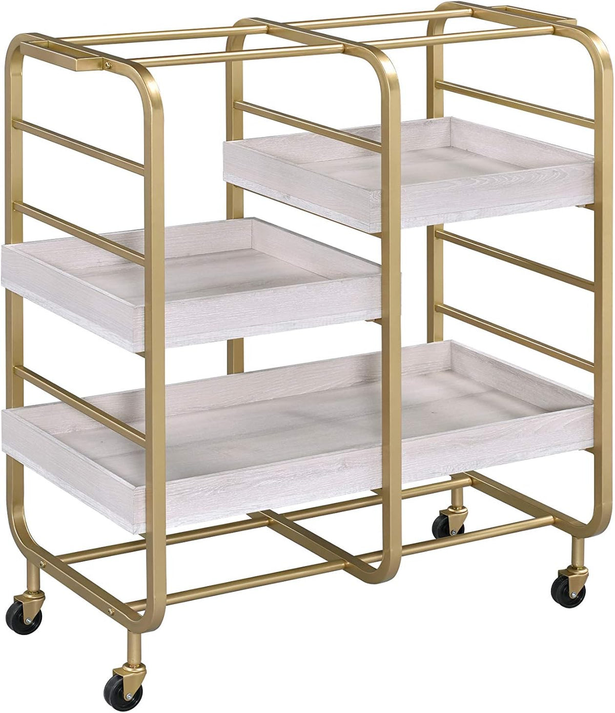 Gold & White-Washed Serving Cart I415599