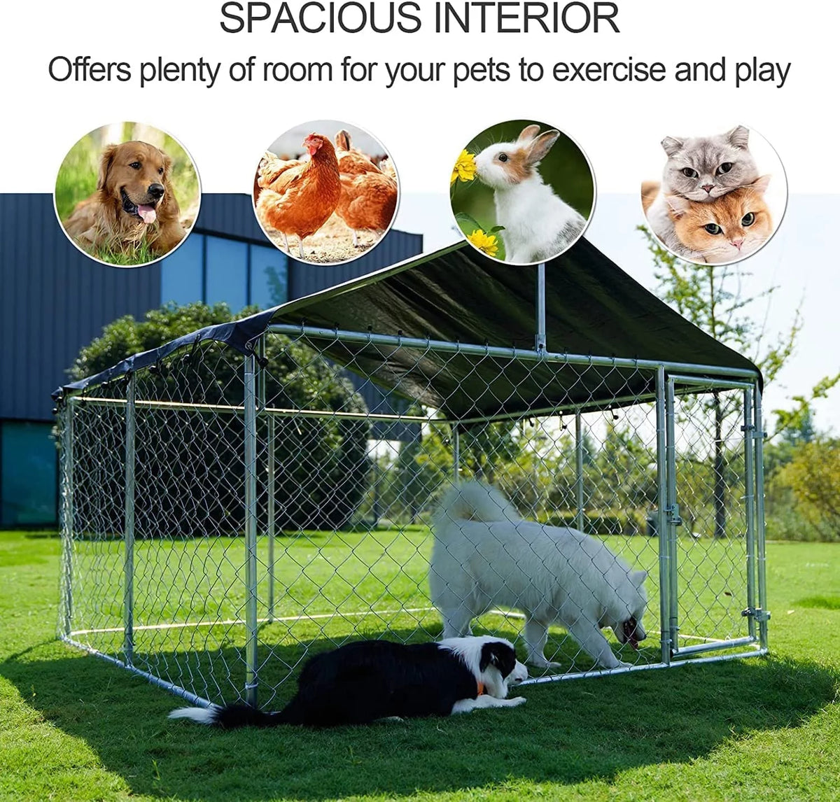 Heavy Duty Outdoor Dog Kennel with Black UV & Water Resistant Cover B15104