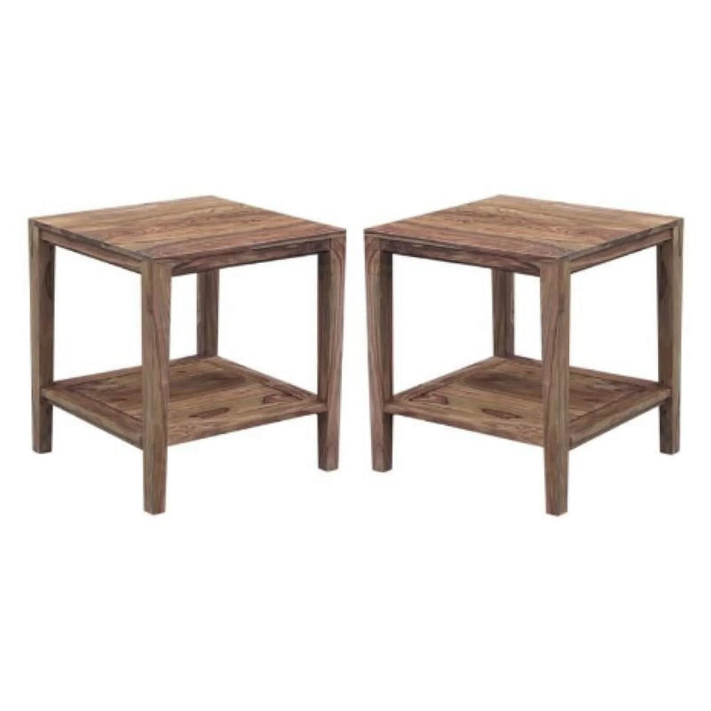 Sheesham Wood End Table Natural Finish Set of 2 X48121