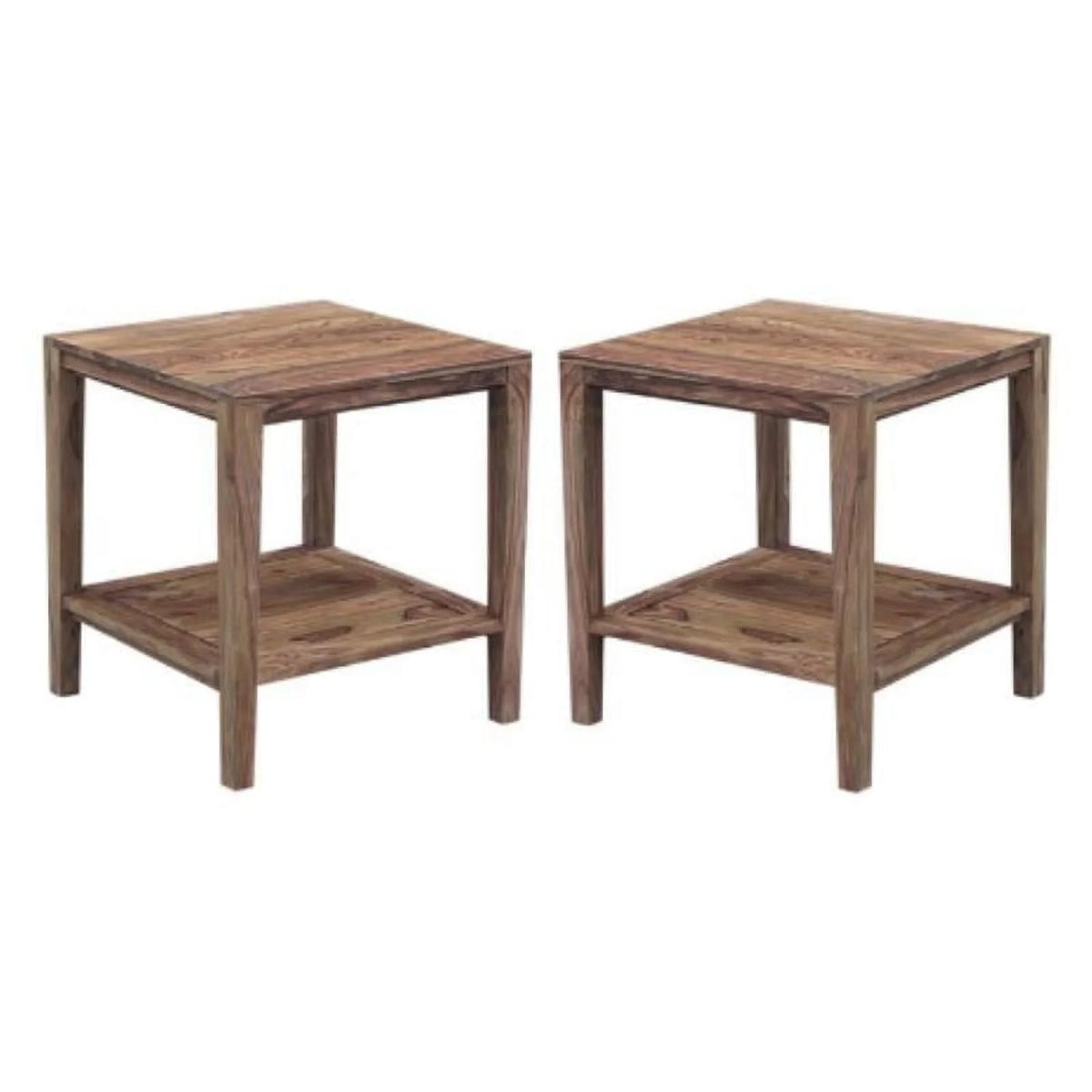 Sheesham Wood End Table Natural Finish Set of 2 X48121