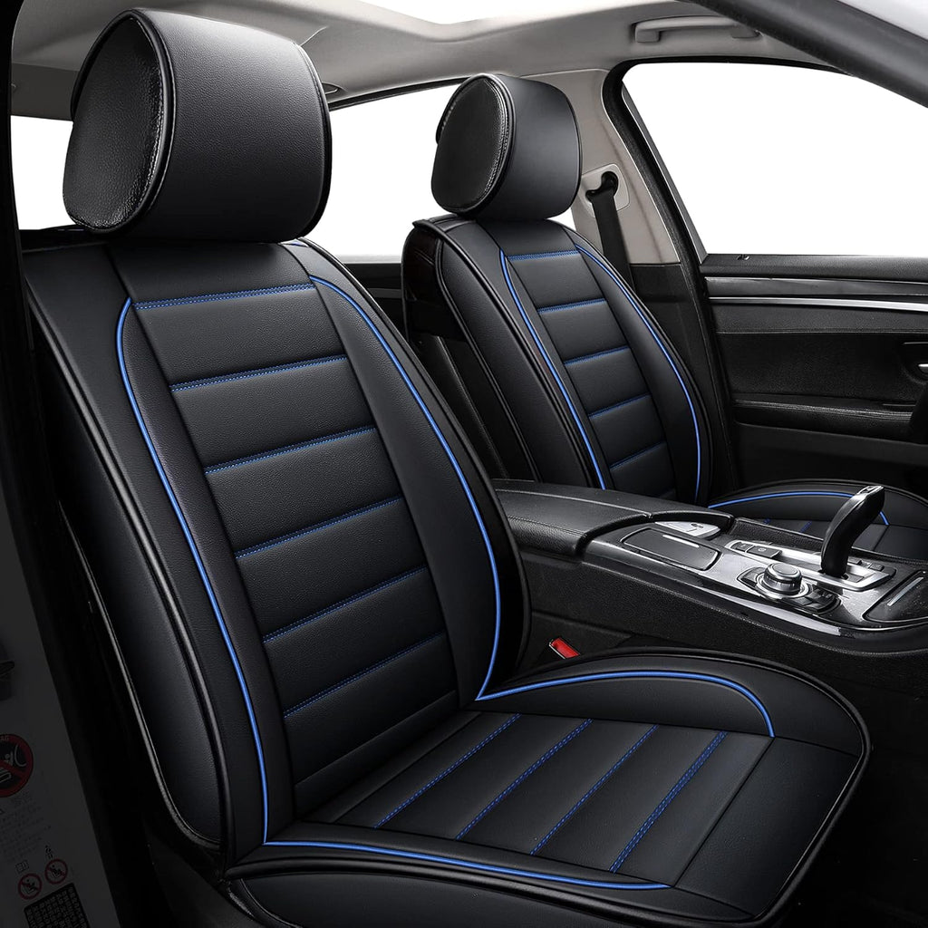 Black Full Set Faux Leather Car Seat Covers L7772