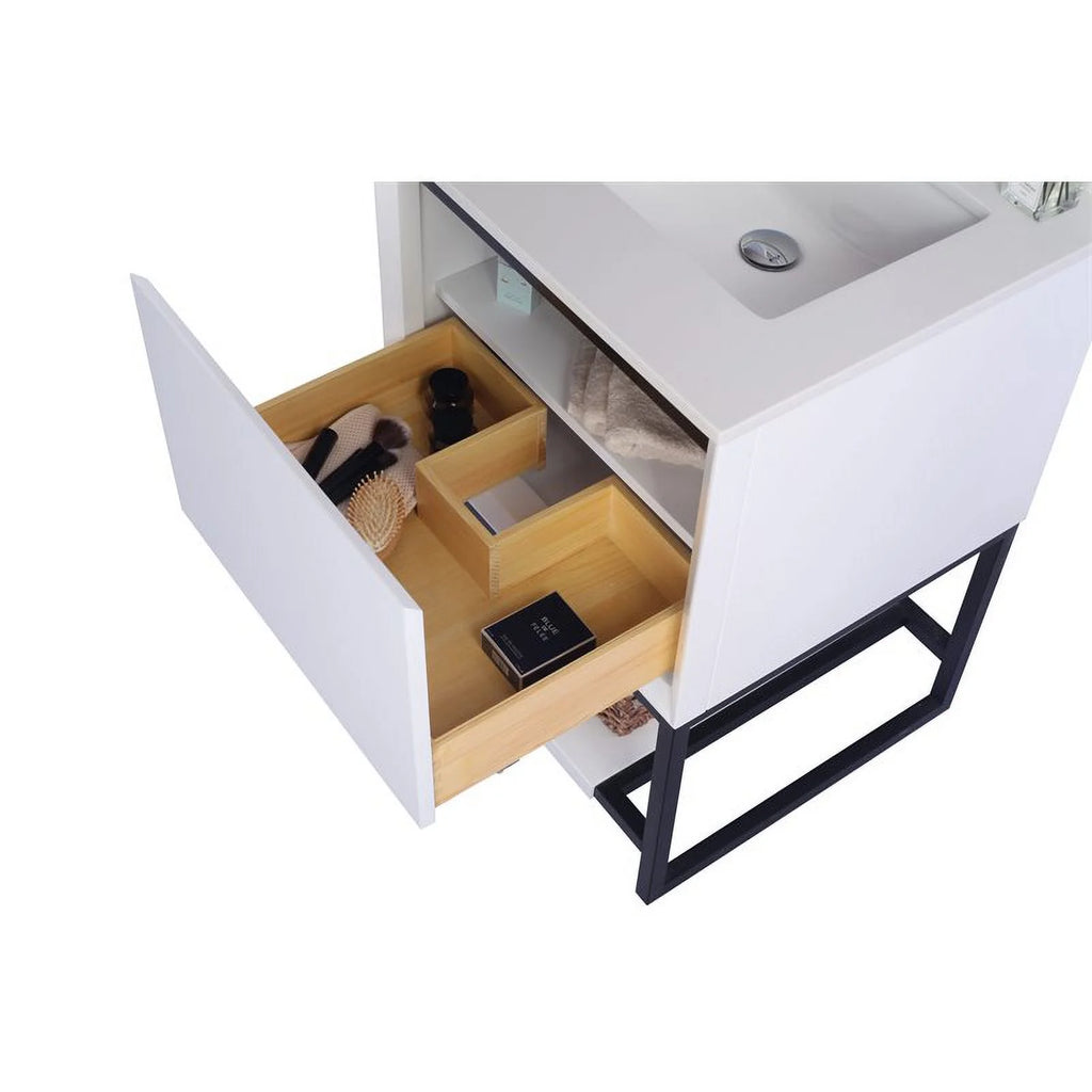 24" Oak Wood and Stainless Steel Cabinet in White F16057