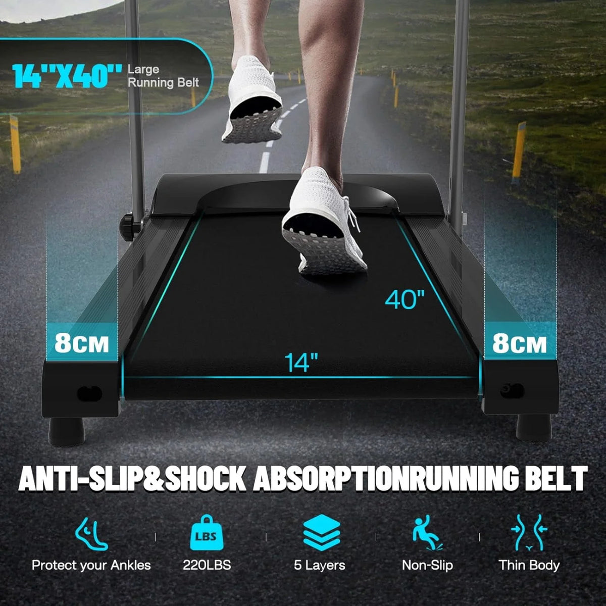 Folding Treadmill 2.5HP 220 LBS Weight Capacity C7144