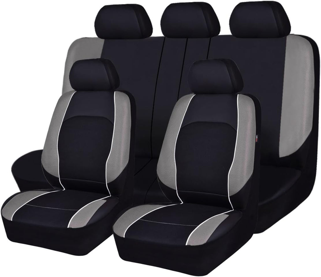 Faux Leather Car Seat Covers Full Set 11PCS Turquoise Blue E564414