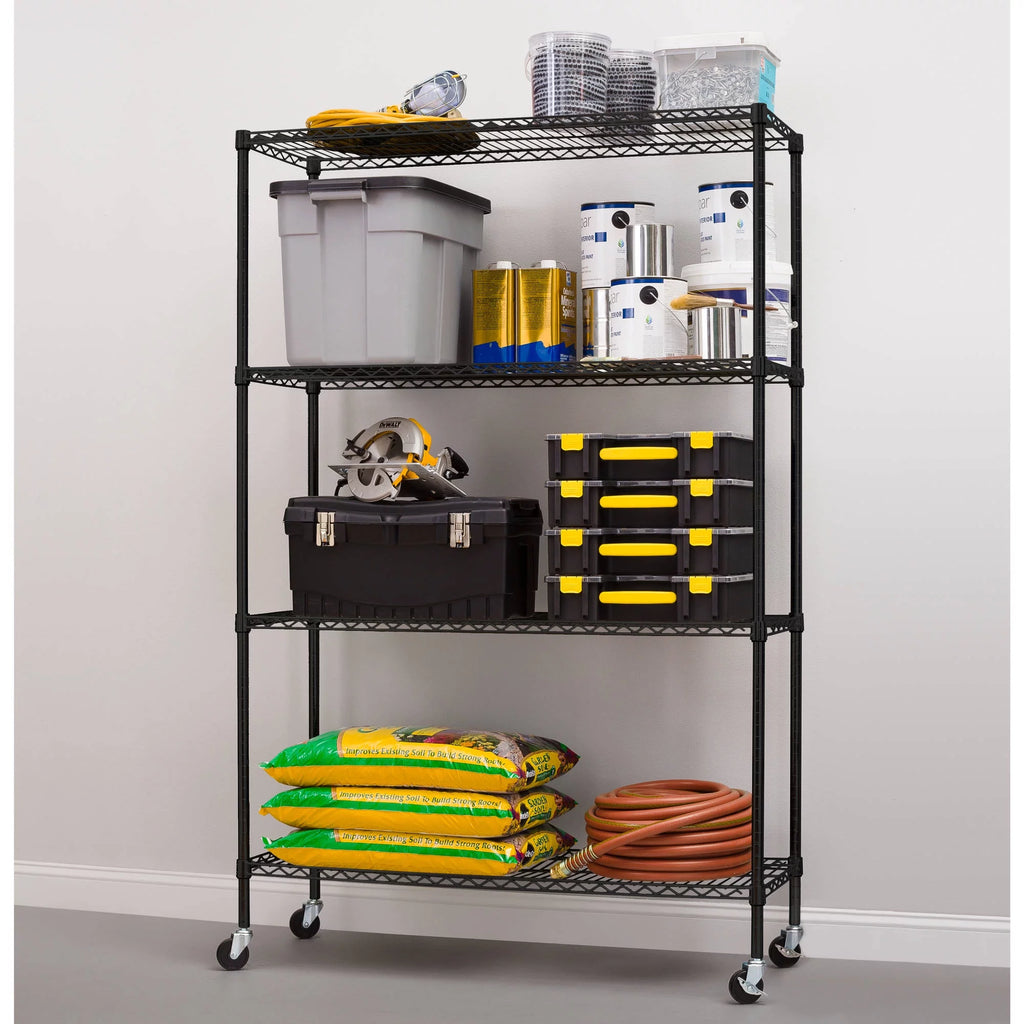 Steel 4-Tier Storage Shelf Unit 2400lb Capacity Chrome W559346