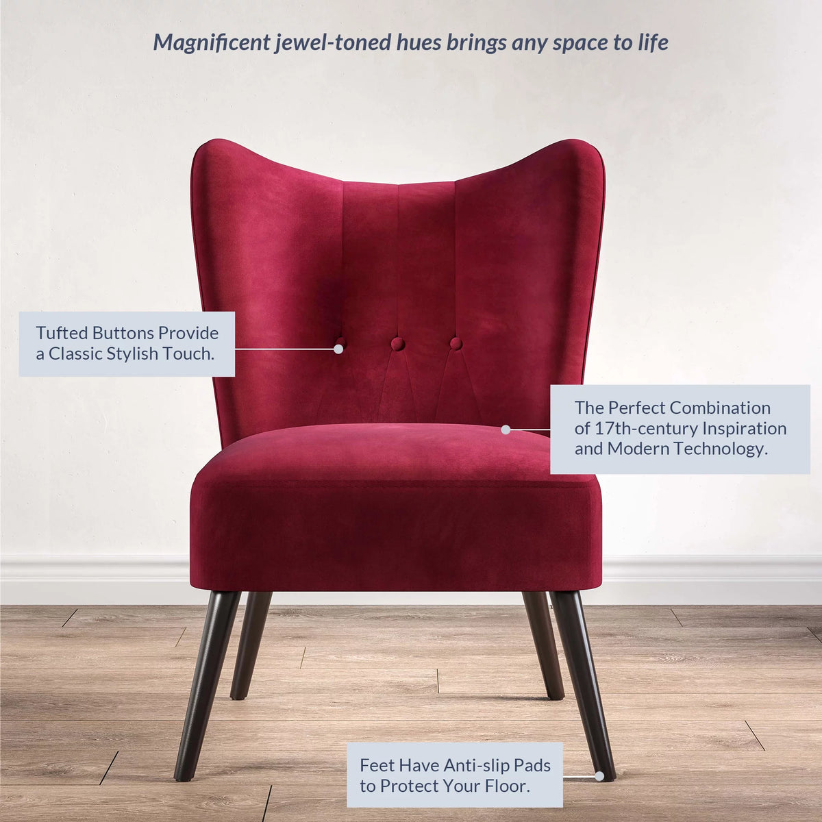 Red Velvet Accent Chair J239727