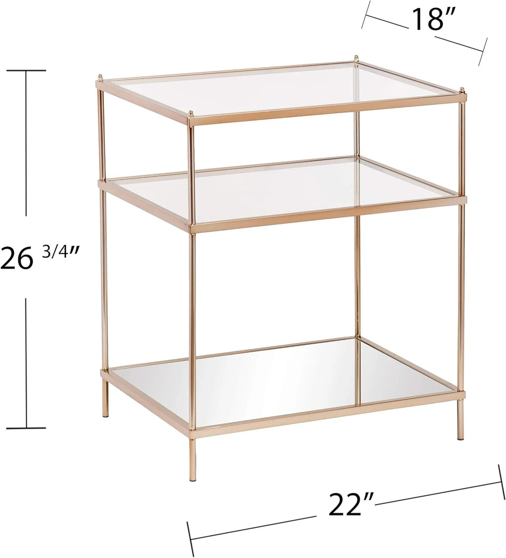 Mirrored 3-Tier Side Table X9553