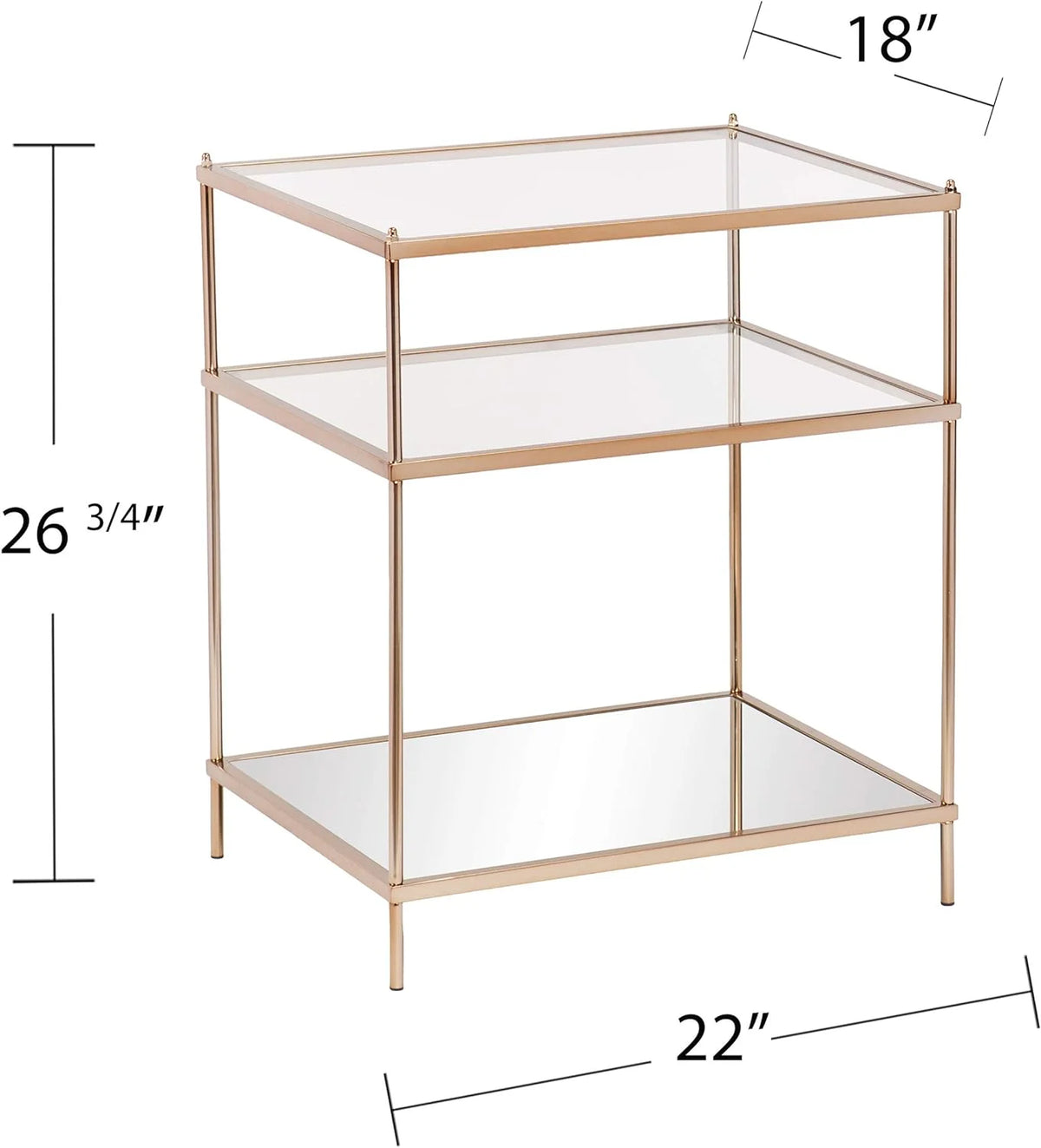 Mirrored 3-Tier Side Table X9553