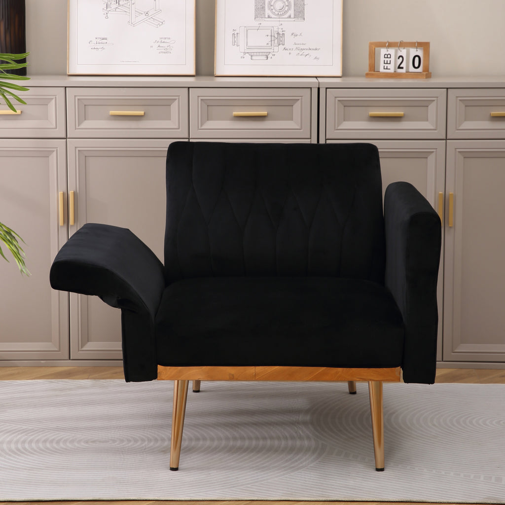 Velvet Accent Chair Set with Ottoman F1522