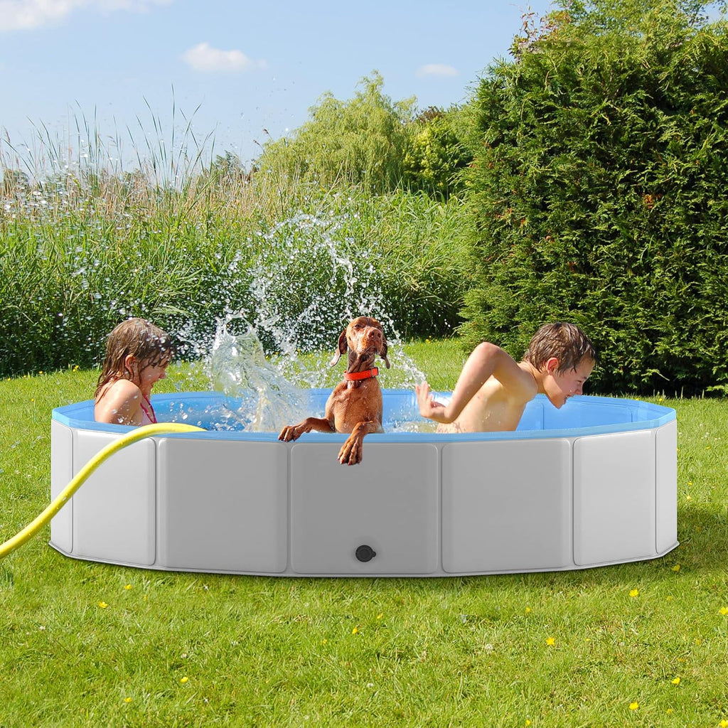 Foldable Collapsible Hard Plastic PVC Dog Pool 71 Inches U489936