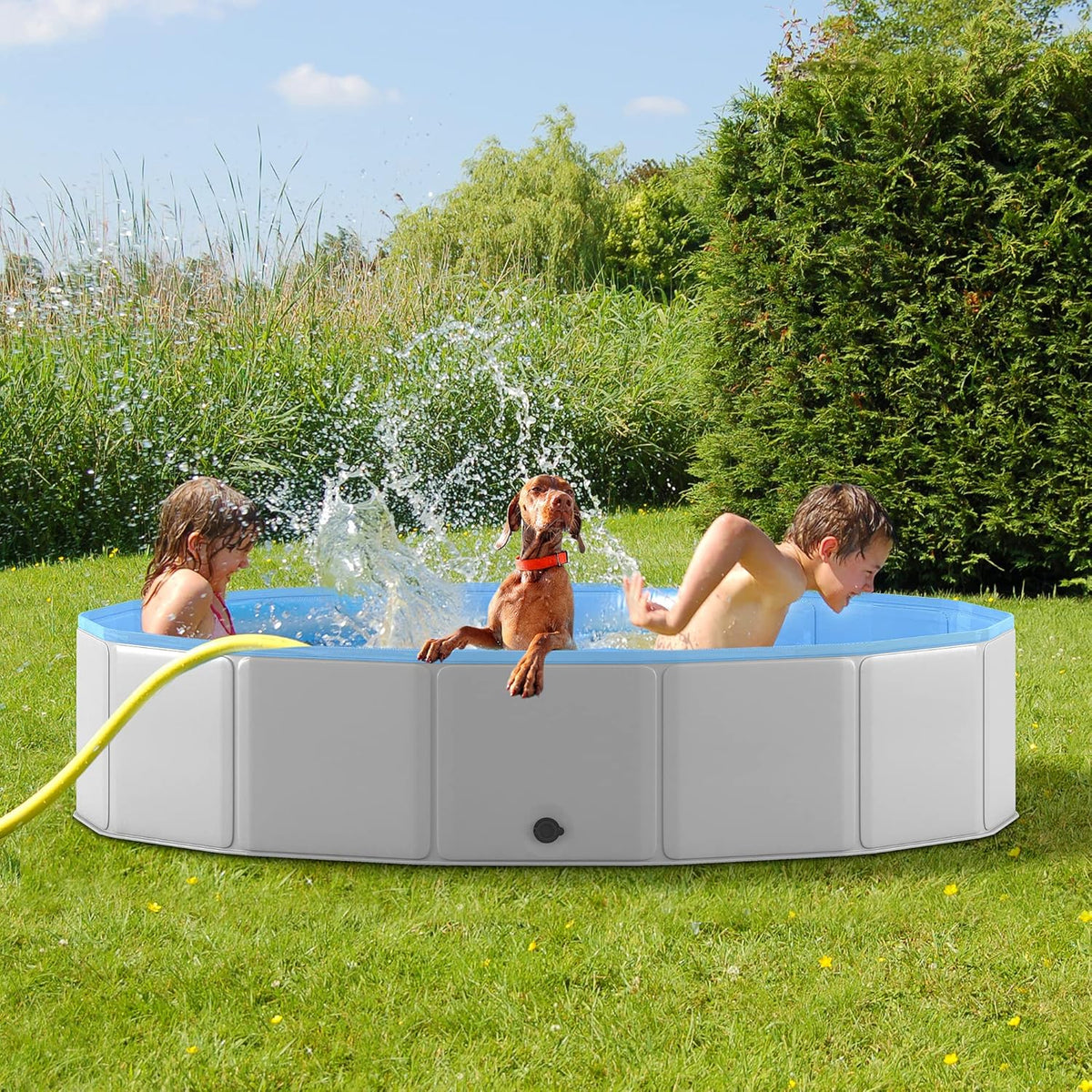 Foldable Collapsible Hard Plastic PVC Dog Pool 71 Inches U489936