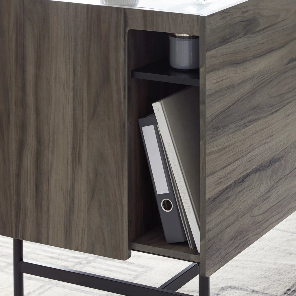 Jet Acacia Finish Double Pedestal Home Office Desk with Storage B957