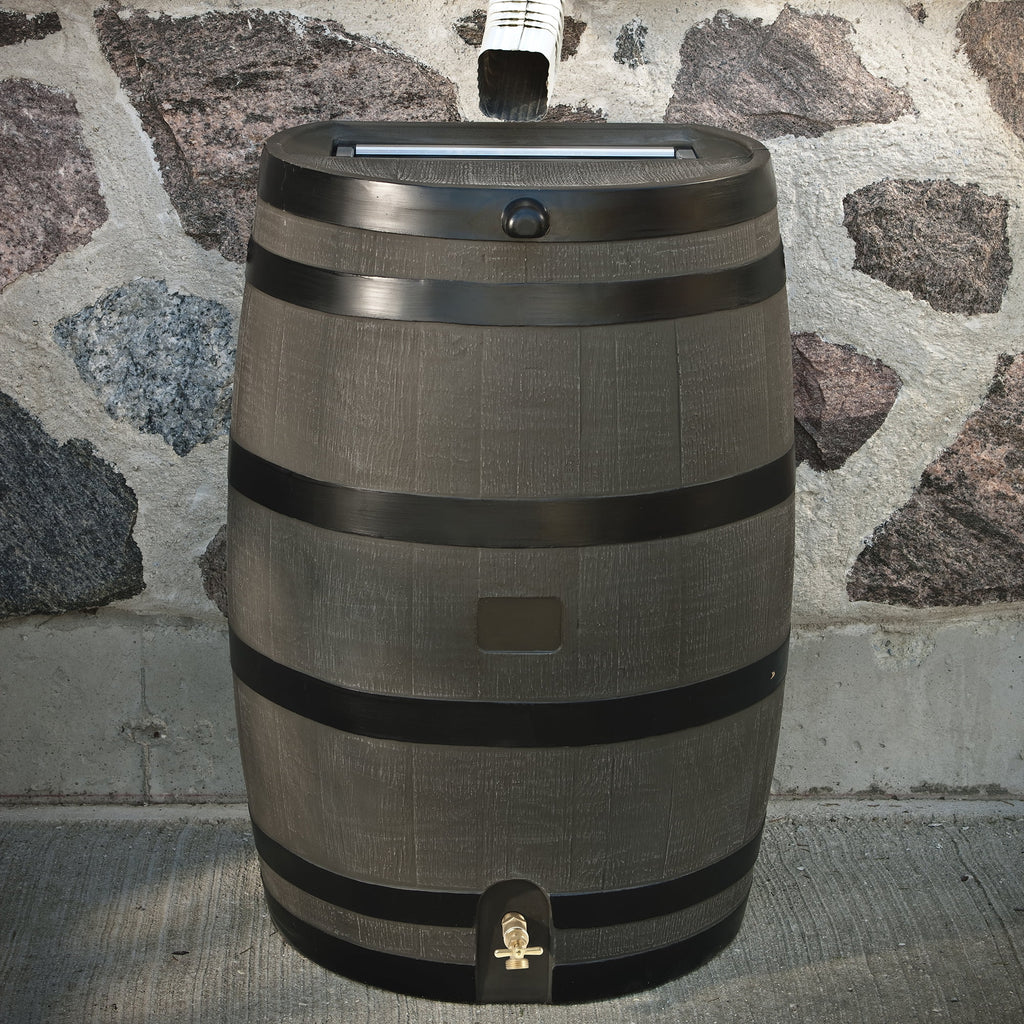 50 Gallon Flat Back Rain Barrel with Brass Spigot M308