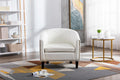White PU Leather Barrel Club Chair with Solid Wood Legs N4080