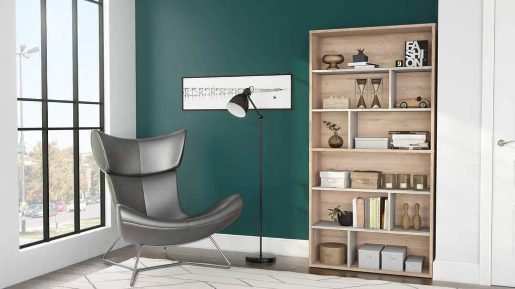 2-Piece Asymmetrical Shelving Unit Set in Rustic Brown u0026 Sandstone H491