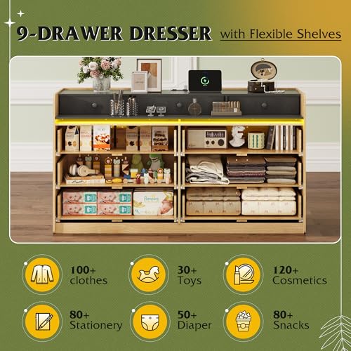 9 Drawer Wood Dresser N49028