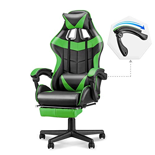 Pink Gaming Chair with Footrest V91196