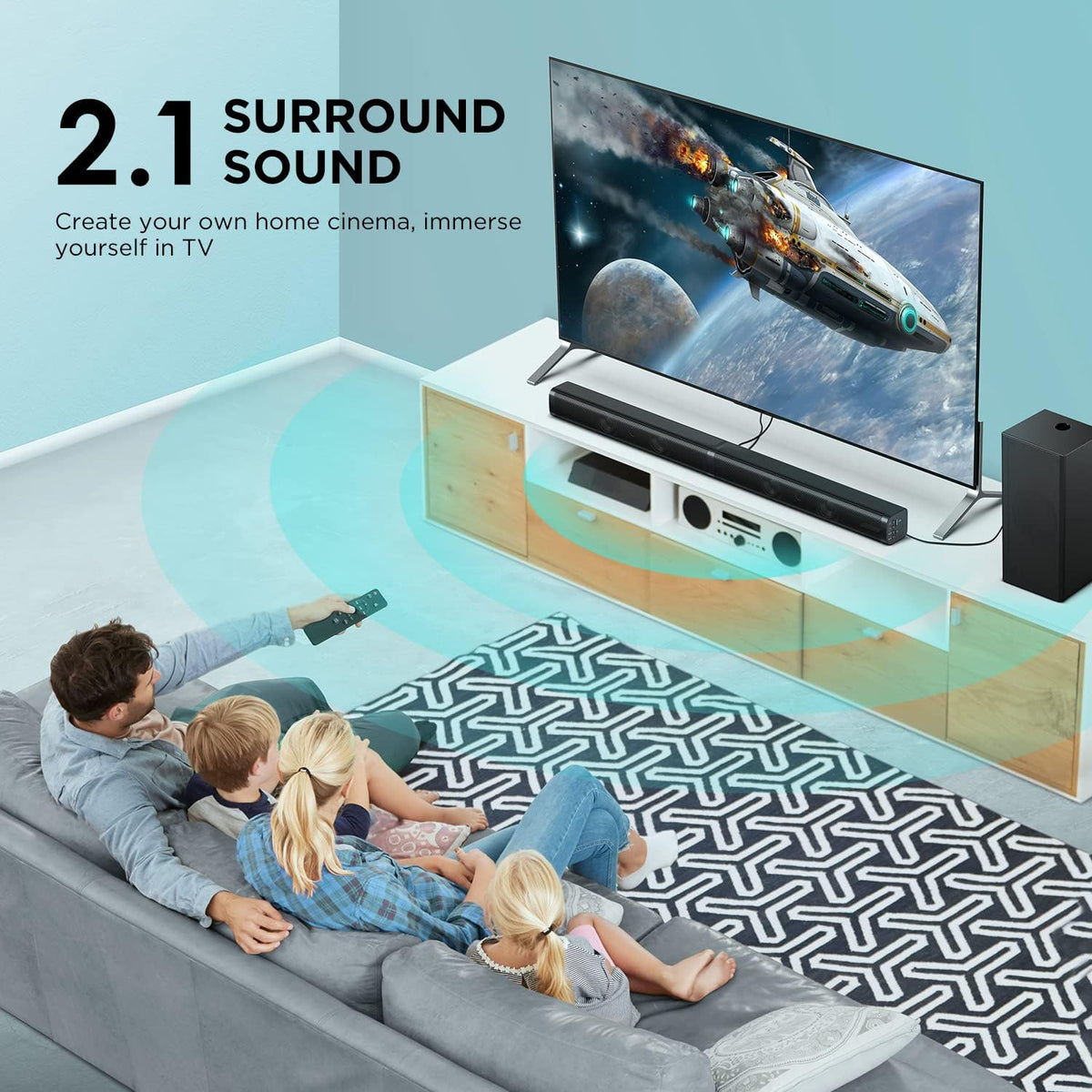 2.1 Slim Sound Bar with Subwoofer N7010