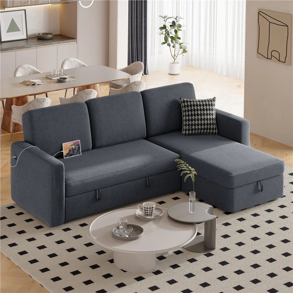 Light Gray Reversible Sleeper Sofa Z9445