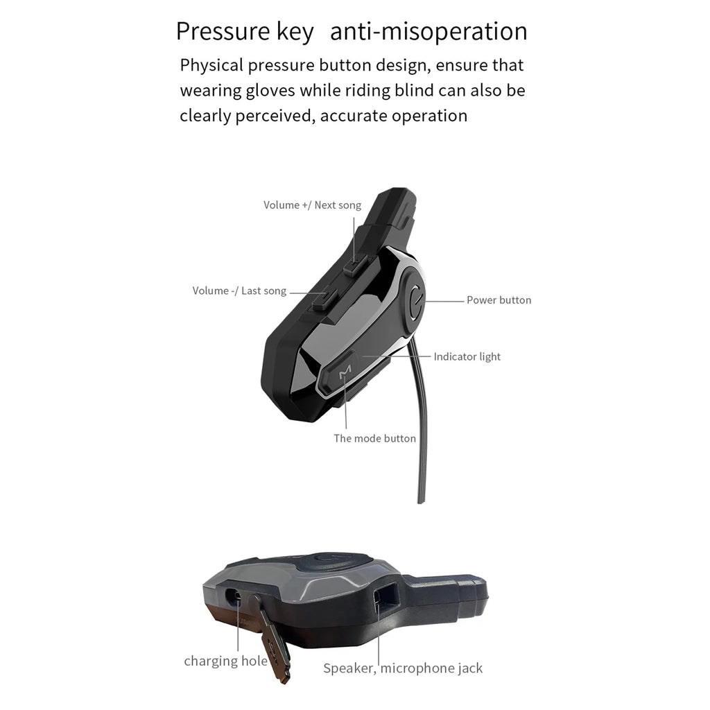 Waterproof Motorcycle BT Intercom Helmet BT Headset L3271