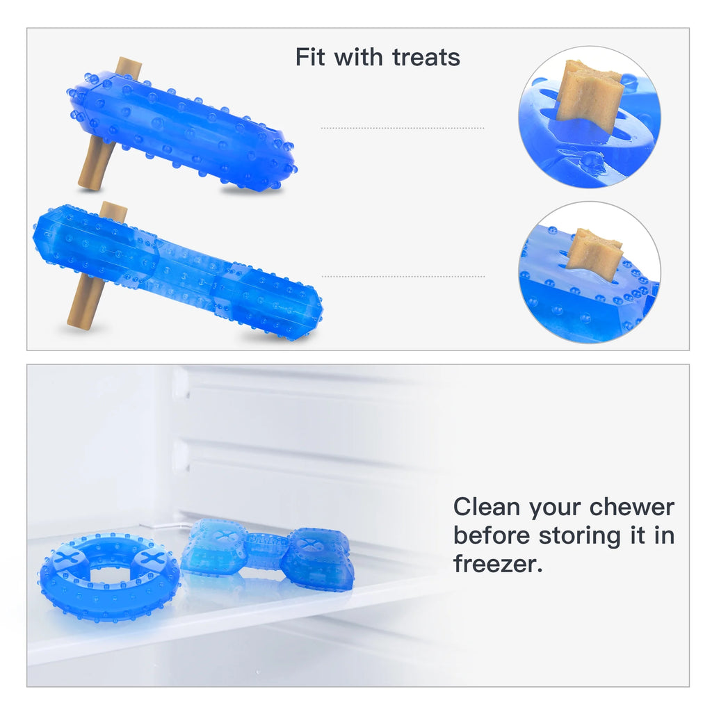 Pet Teether Cooling Chew Toy Pack of 2 (Ring and Bone) M563335