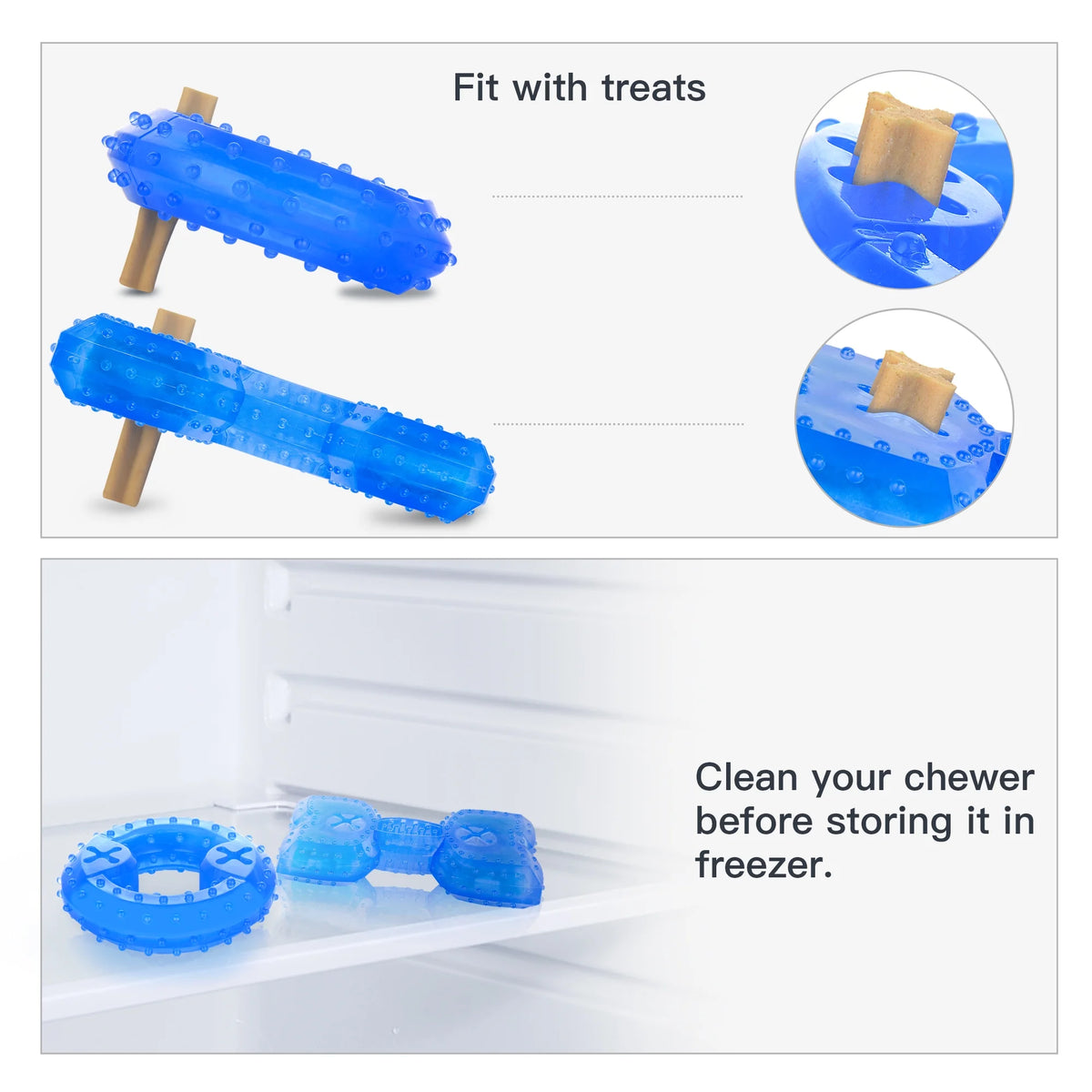 Pet Teether Cooling Chew Toy Pack of 2 (Ring and Bone) M563335
