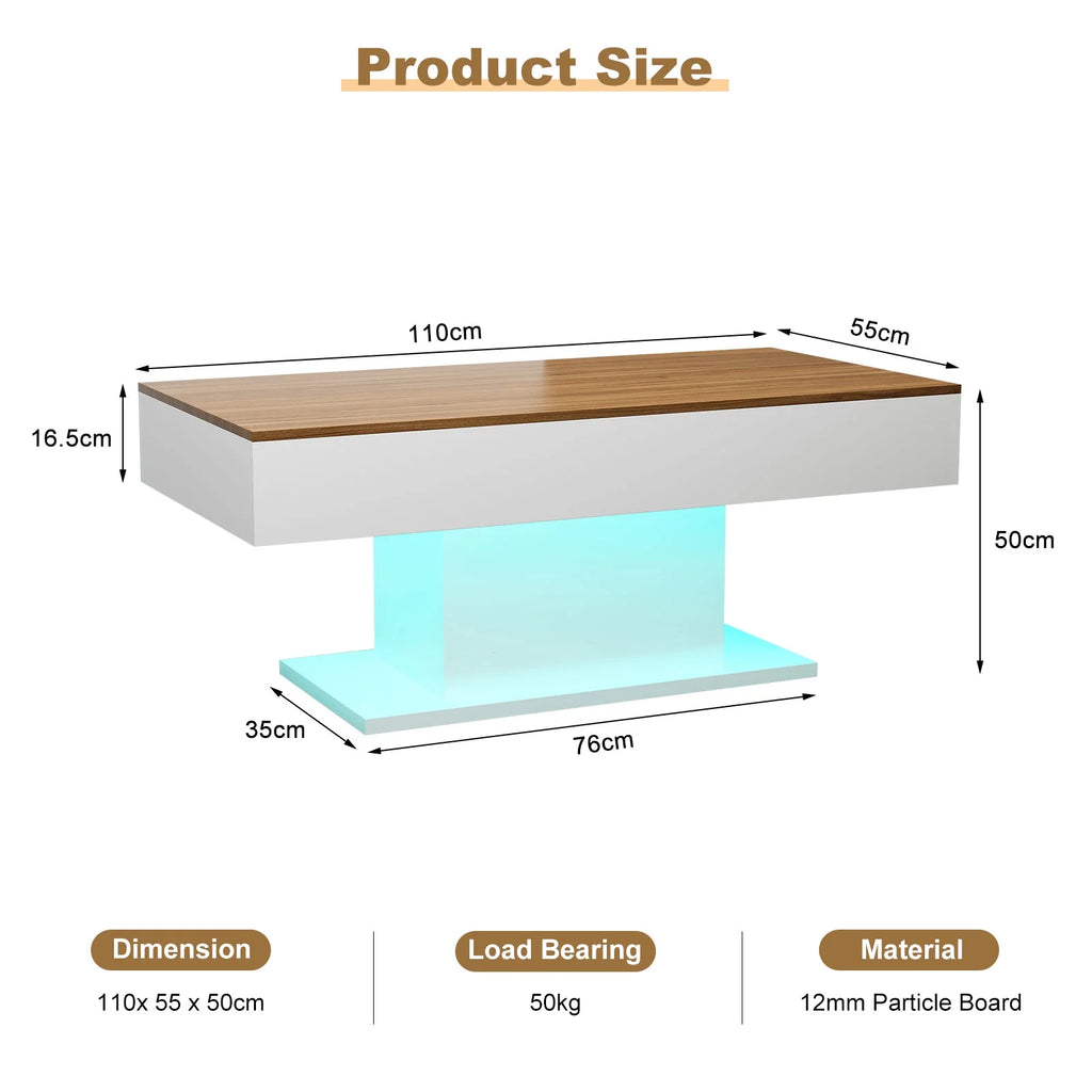 LED Coffee Table with 16 Colors LED Lights O918071