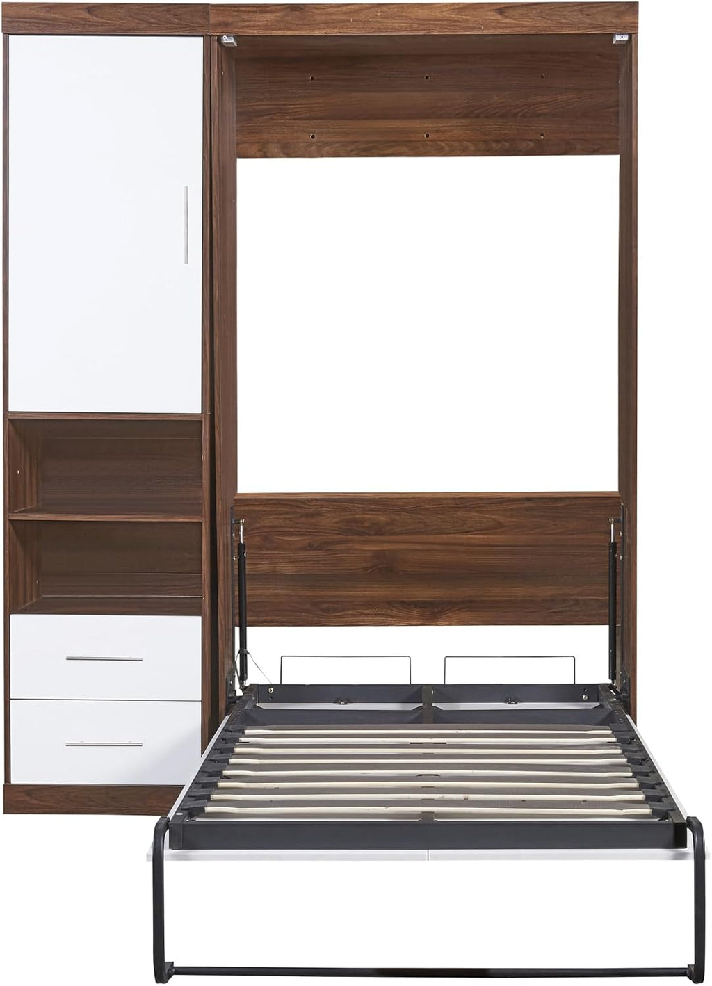 Twin Size Murphy Bed with Cabinet Gray O48196