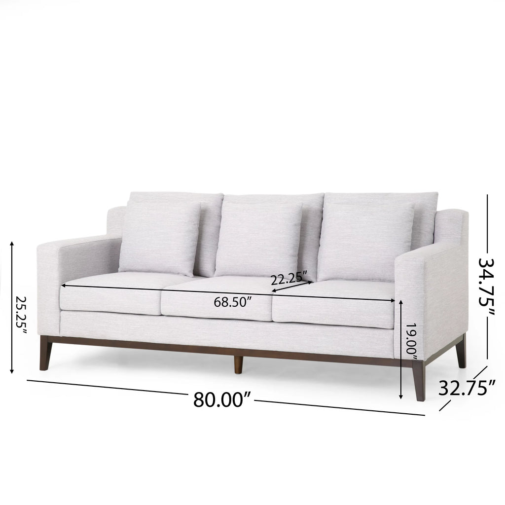 Light Gray Fabric 3 Seater Sofa with Accent Pillows I793985