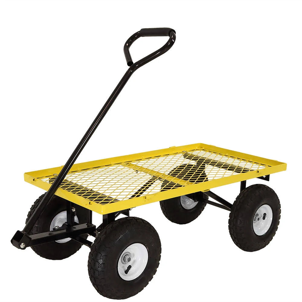 Yellow Utility Cart with Folding Sides and Liner Set L89078