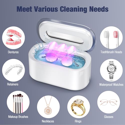 Ultrasonic Jewelry Cleaner, 48Khz 30W Portable with Digital Timer, 12OZ J874051