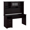 60" Contemporary Wood Desk with Hutch in Espresso Oak Y411