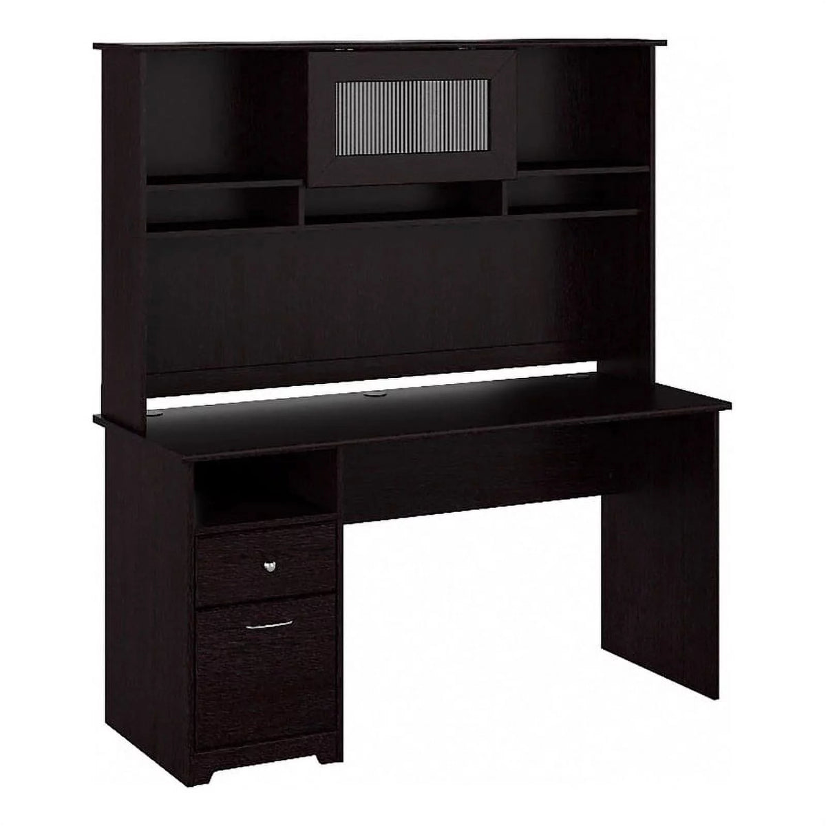 60" Contemporary Wood Desk with Hutch in Espresso Oak Y411
