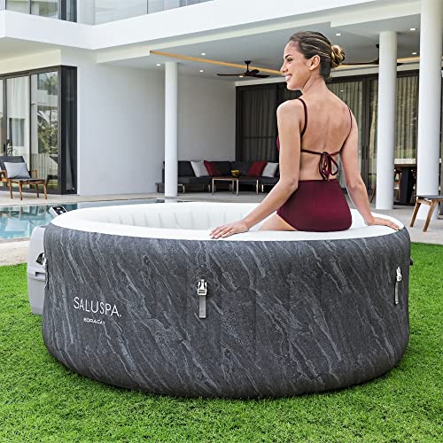 Gray 71 x 26 Inch Round Inflatable Hot Tub with Cover H816076
