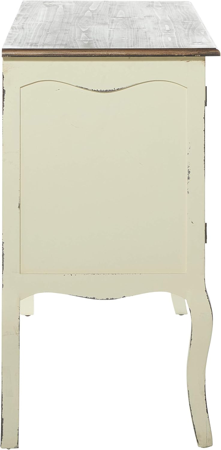 Beige & Brown Wood Cabinet with 3 Drawers and 2 Cabinets N80541