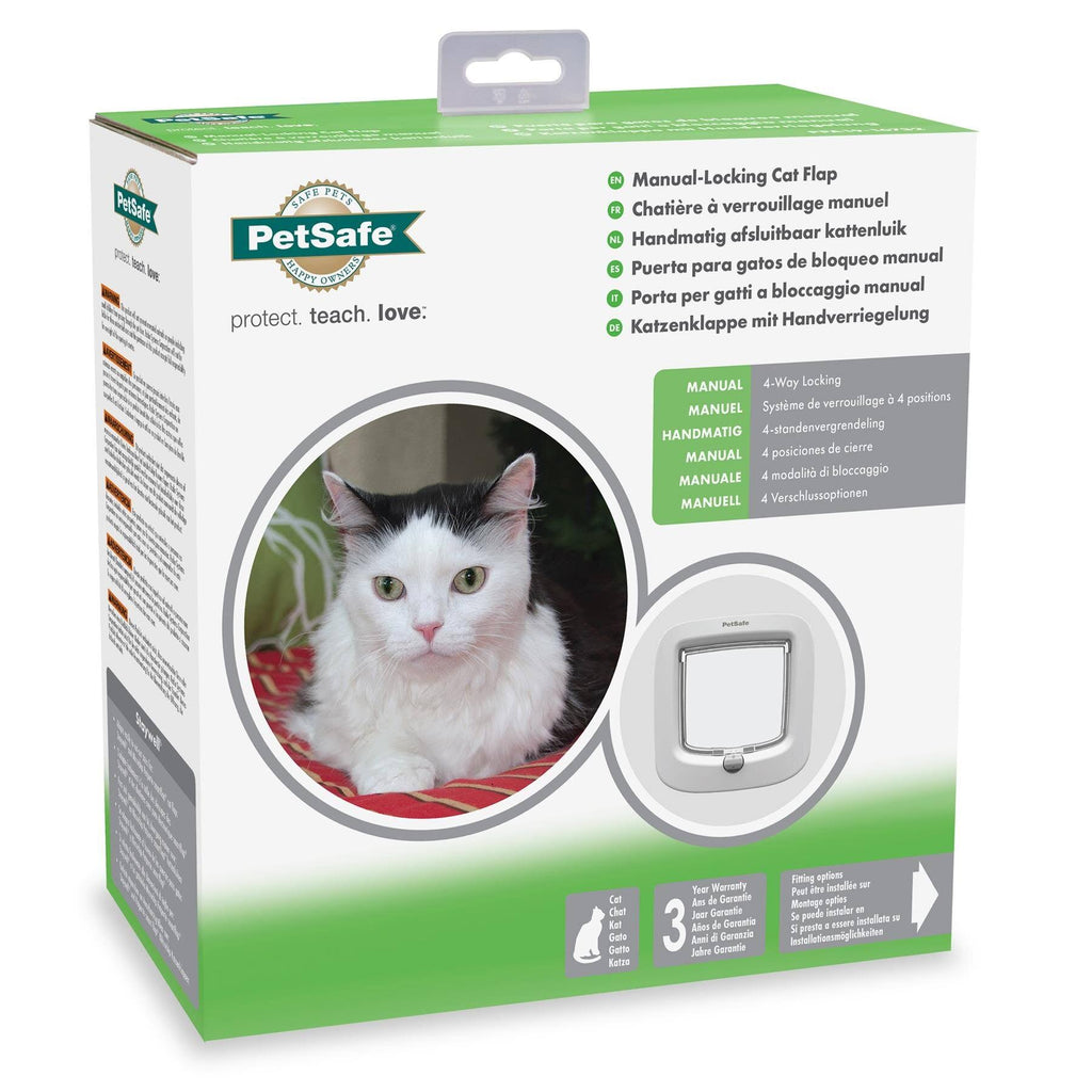 White 4 Way Locking Cat Flap U13016