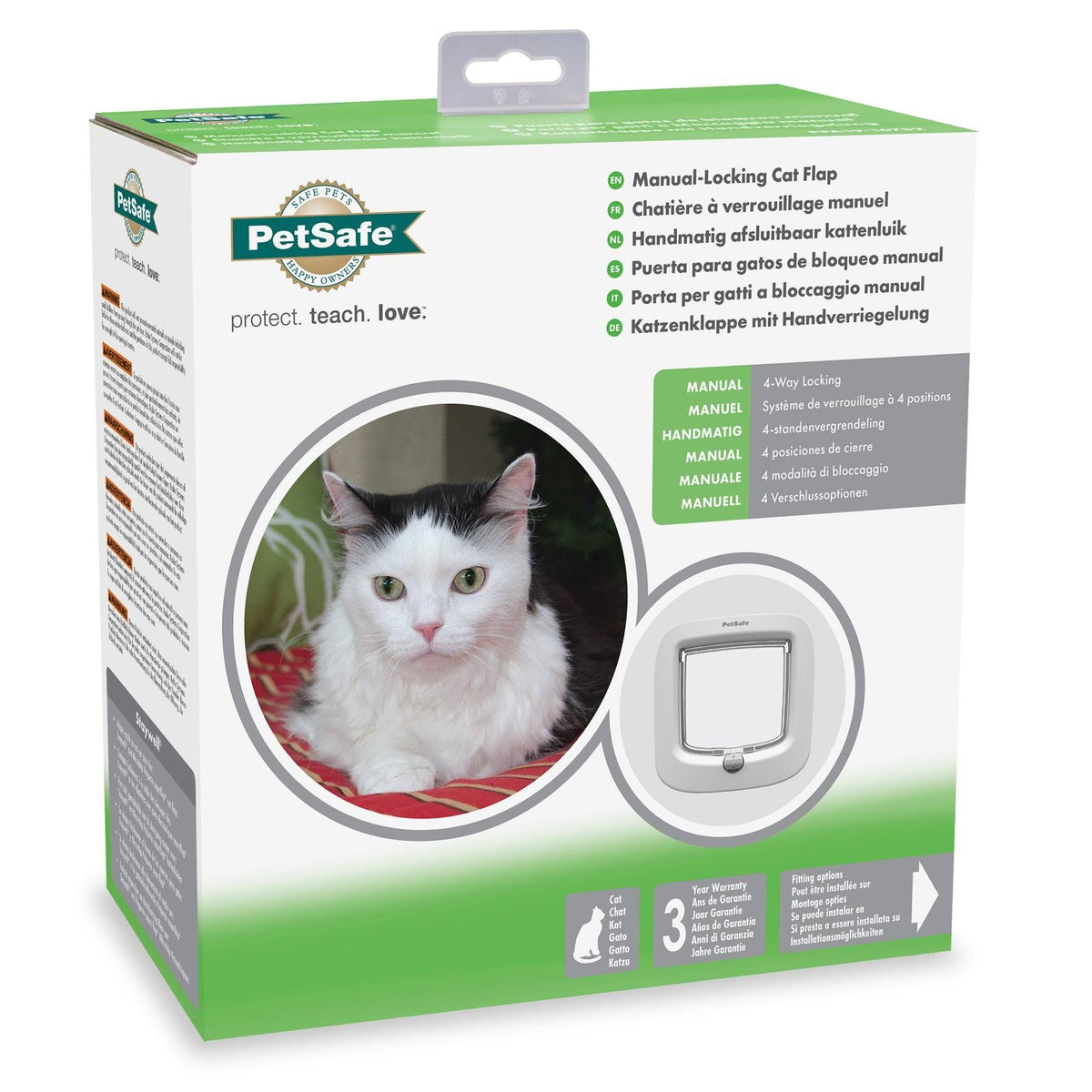 White 4 Way Locking Cat Flap U13016