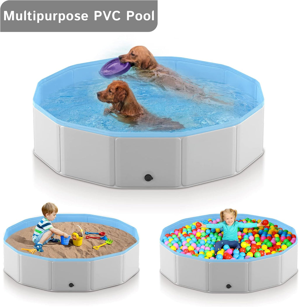 Foldable Collapsible Hard Plastic PVC Dog Pool 71 Inches U489936